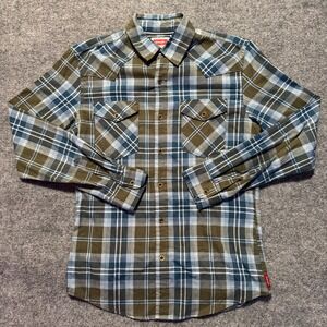 Wrangler‎ Plaid Western Shirt Long Sleeve Button Up Flannel Small Flap Workwear